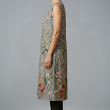 Damen Midi-Kleid mit ärmellosem Design und Leinenmischung