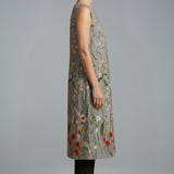 Damen Midi Kleid mit ärmellosem Design und Leinenmischung