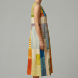 Damen Midi Kleid mit ärmellosem Design und Leinenmischung