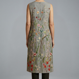 Damen Midi Kleid mit ärmellosem Design und Leinenmischung