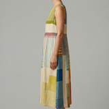 Damen Midi Kleid mit ärmellosem Design und Leinenmischung