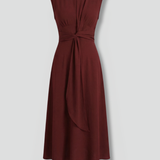 Damen Midi-Kleid mit ärmellosem Design und Rundhalsausschnitt