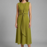 Damen Midi Kleid mit ärmellosem Design und Rundhalsausschnitt