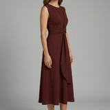 Damen Midi-Kleid mit ärmellosem Design und Rundhalsausschnitt