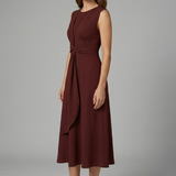 Damen Midi-Kleid mit ärmellosem Design und Rundhalsausschnitt