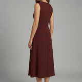 Damen Midi-Kleid mit ärmellosem Design und Rundhalsausschnitt
