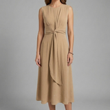 Damen Midi-Kleid mit ärmellosem Design und Rundhalsausschnitt
