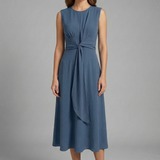 Damen Midi-Kleid mit ärmellosem Design und Rundhalsausschnitt