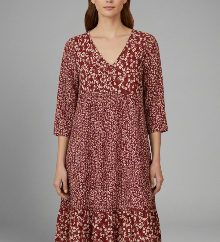 Damen Midi-Kleid mit strukturiertem Schnitt und schlichter Oberfläche