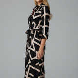 Damen Midi-Kleid mit umgeschlagenem Kragen und Taillengürtel