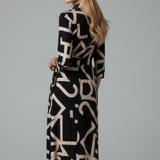 Damen Midi-Kleid mit umgeschlagenem Kragen und Taillengürtel