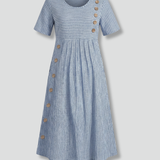Damen Midi-Kleid mit V-Ausschnitt und Knopfdetails
