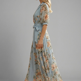 Damen Midi-Kleid mit V-Ausschnitt und floralem Muster