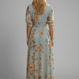 Damen Midi-Kleid mit V-Ausschnitt und floralem Muster