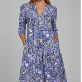 Damen Midi-Kleid mit V-Ausschnitt und Dreiviertelärmeln