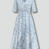 Damen Midi-Kleid mit V-Ausschnitt und Seitentaschen