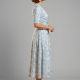 Damen Midi-Kleid mit V-Ausschnitt und Seitentaschen