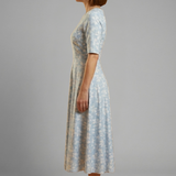 Damen Midi-Kleid mit V-Ausschnitt und Seitentaschen
