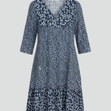 Damen Midi-Kleid mit V-Ausschnitt und gerafftem Bund
