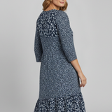 Damen Midi-Kleid mit V-Ausschnitt und gerafftem Bund