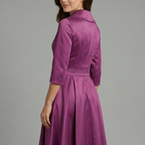 Damen Midi Kleid mit V-Ausschnitt und gefälteltem Bund