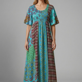 Damen Midi-Kleid mit Paisley-Muster und Rundhalsausschnitt