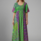 Damen Midi-Kleid mit Paisley-Muster und Rundhalsausschnitt