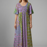 Damen Midi-Kleid mit Paisley-Muster und Rundhalsausschnitt