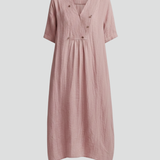 Damen Midi Kleid mit V-Ausschnitt und kurzen Ärmeln
