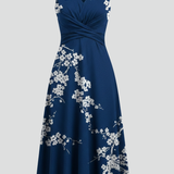 Damen Midi Kleid mit V-Ausschnitt und ärmellosem Schnitt