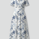 Damen Midi-Kleid mit V-Ausschnitt und floralem Druck