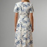 Damen Midi Kleid mit V-Ausschnitt und Blumenmuster