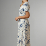 Damen Midi Kleid mit V-Ausschnitt und Blumenmuster