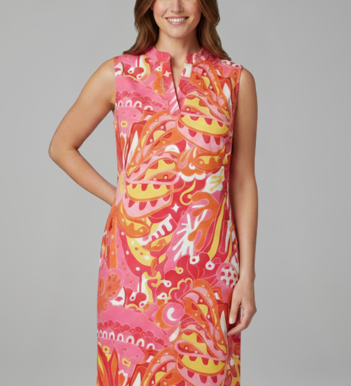 Damen Midi-Kleid mit V-Ausschnitt und Seitentaschen