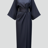 Damen-Midi-Kleid mit weiten Ärmeln und Taillengürtel