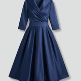 Damen Midi-Kleid mit Wickelausschnitt und Faltenrock