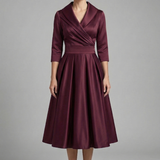 Damen Midi-Kleid mit Wickelausschnitt und Faltenrock