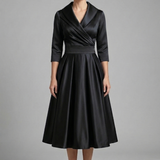 Damen Midi-Kleid mit Wickelausschnitt und Faltenrock