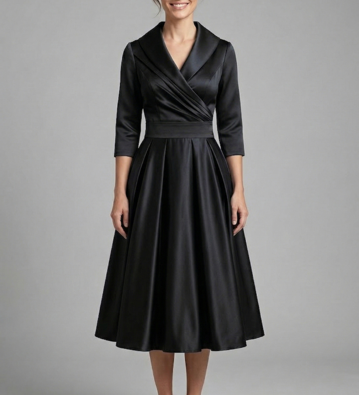 Damen Midi-Kleid mit Wickelausschnitt und Faltenrock