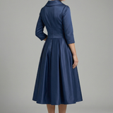 Damen Midi-Kleid mit Wickelausschnitt und Faltenrock