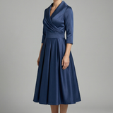 Damen Midi-Kleid mit Wickelausschnitt und Faltenrock
