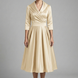 Damen Midi-Kleid mit Wickelausschnitt und Faltenrock