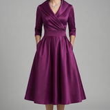 Damen Midi-Kleid mit Wickelausschnitt und Faltenrock
