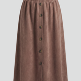 Damen Midi-Rock mit Knopfverschluss und elastischem Bund