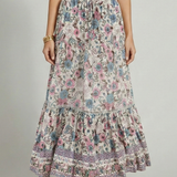 Damen Midi-Rock mit elastischem Bund und bedrucktem Saum