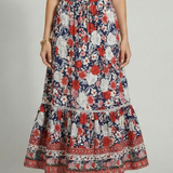 Damen Midi-Rock mit elastischem Bund und bedrucktem Saum