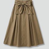 Damen Midi-Rock mit Hohem Bund und Schleifendetail