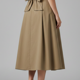 Damen Midi-Rock mit Hohem Bund und Schleifendetail