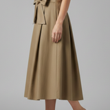 Damen Midi-Rock mit Hohem Bund und Schleifendetail