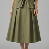 Damen Midi-Rock mit Hohem Bund und Schleifendetail